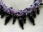 Detail-Black Glass and Pink Necklace